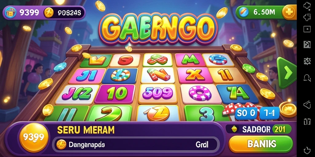 Gameplay seru Bingo di aplikasi 9399 dengan berbagai kartu menarik.