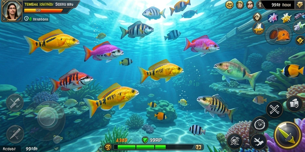 Screenshot 99RP menampilkan aksi seru saat menangkap ikan.