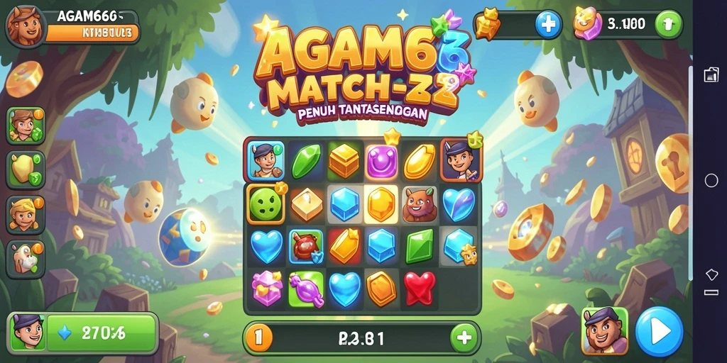 Screenshot gameplay AGAM66 menampilkan keseruan mencocokkan permata.