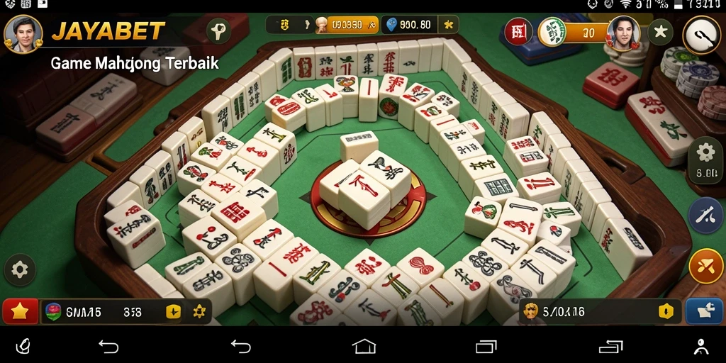 Tampilan gameplay JAYABET dengan desain ubin Mahjong yang menarik.