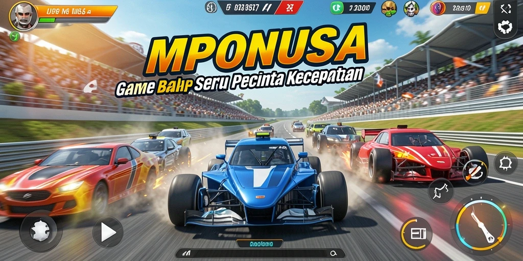 Tampilan gameplay balapan yang mendebarkan dan seru di MPONUSA.