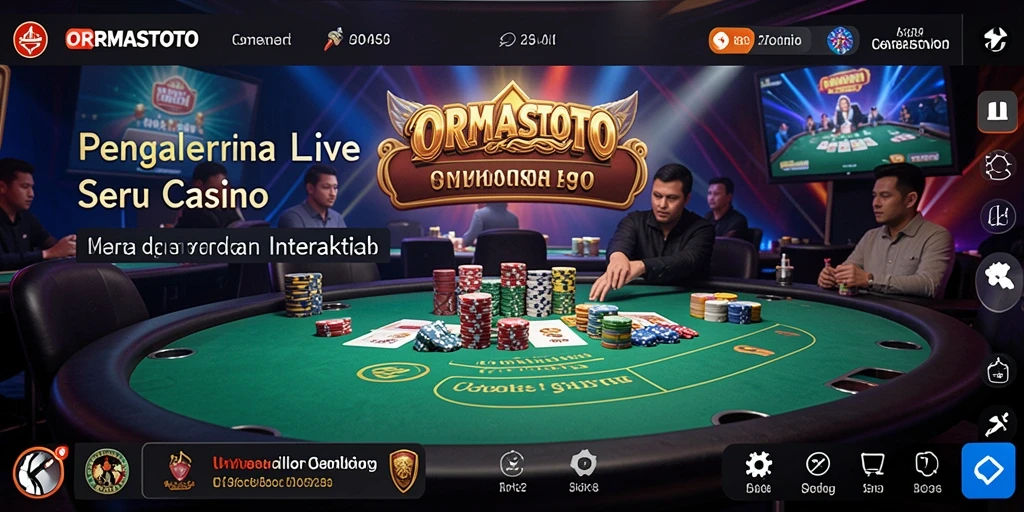 Tampilan gameplay ORMASTOTO dengan dealer langsung dan suasana kasino yang nyata.